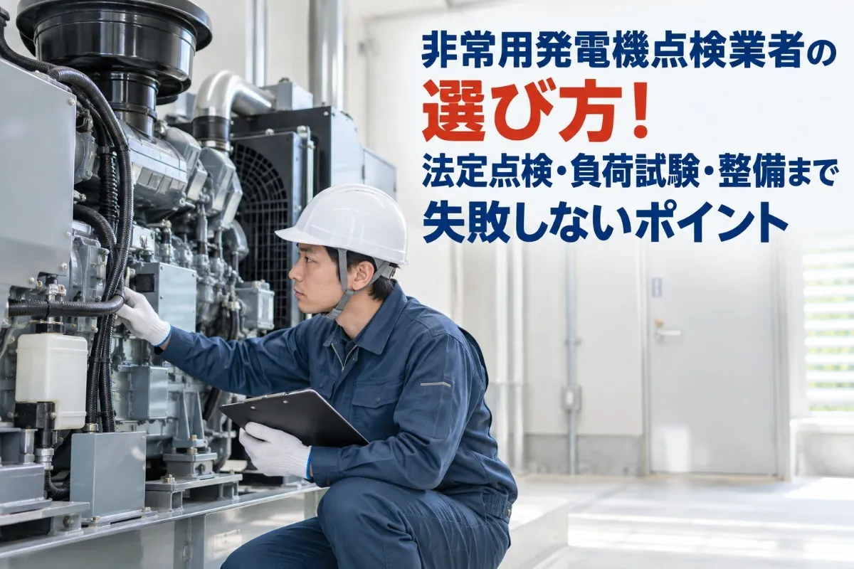 非常用発電機点検業者の選び方!法定点検・負荷試験・整備まで失敗しないポイント
